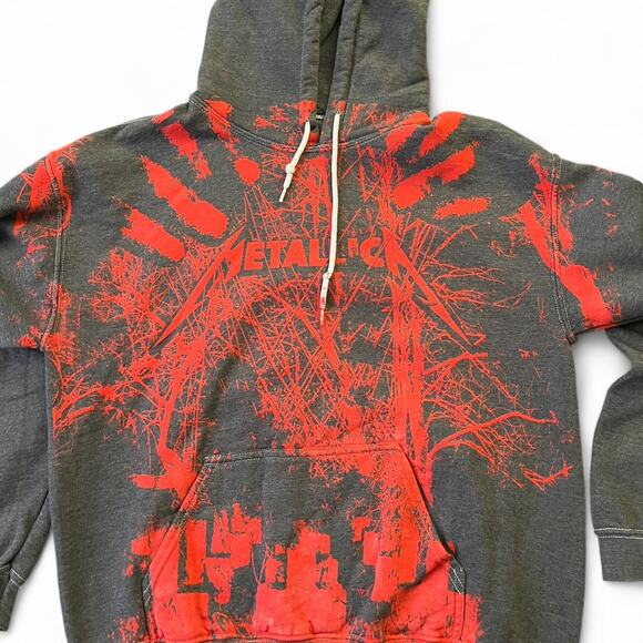 Metallica Size Large Hoodie Grey and Red - Picture 1 of 3